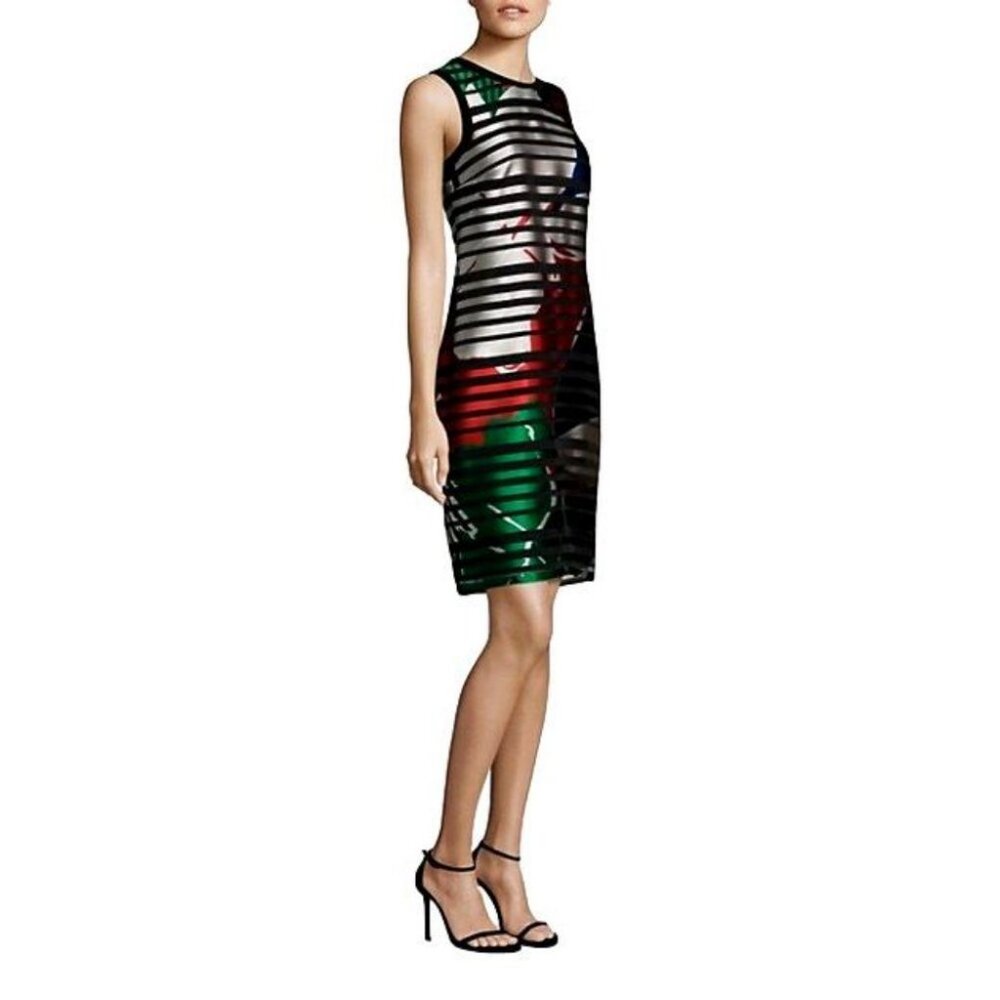 Hugo Boss Red, Ivory, Green, Blue, Black Danyna Patterned Sheath Dress sz 6